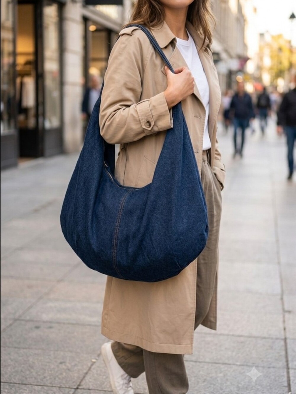 ZARA Dark Denim hobo bag - Picture 5 of 12